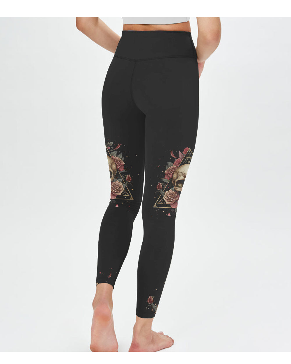 You Couldn't Handle Me Skull Roses Triangle Leggings