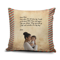 Personalized Photo with Letter Message for Mom Pillow Cover