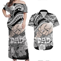 Matching Couple Outfit Polyneisian Pride Happy Father Day Combo Off Long Dress and Hawaiian Shirt I Love You Dad - Polynesian Tribal Black LT9 - Wonder Print Shop