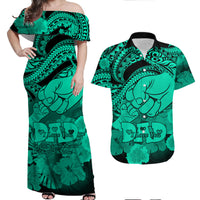 Matching Couple Outfit Polyneisian Pride Happy Father Day Combo Off Long Dress and Hawaiian Shirt I Love You Dad - Polynesian Tribal Green LT9 - Wonder Print Shop