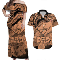 Matching Couple Outfit Polyneisian Pride Happy Father Day Combo Off Long Dress and Hawaiian Shirt I Love You Dad - Polynesian Tribal Nude LT9 - Wonder Print Shop