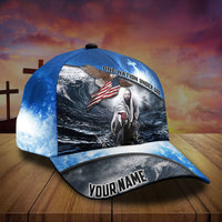 Premium One Nation Under God, America Eagle 3D Blue Hats Personalized