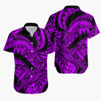 Matching Outfits For Couples Polynesian Combo Dress And Hawaiian Shirt Tribal Mix Turtle Purple Version - Wonder Print Shop