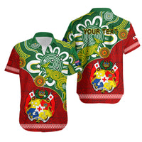 Personalised Matching Outfits For Couples Australia And Tonga Combo Dress And Hawaiian Shirt Aboriginal Mix Tongan Ngatu Unique - Wonder Print Shop