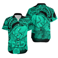 Matching Couple Outfit Polyneisian Pride Happy Father Day Combo Off Long Dress and Hawaiian Shirt I Love You Dad - Polynesian Tribal Green LT9 - Wonder Print Shop