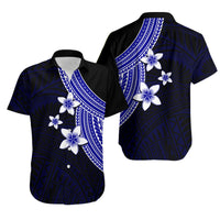 Polynesian Combo Dress And Shirt With Plumeria Flower Blue LT6 - Wonder Print Shop
