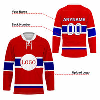 Red Hockey Jersey Team Personalized logo and text - Wonder Print Shop