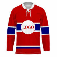 Red Hockey Jersey Team Personalized logo and text - Wonder Print Shop