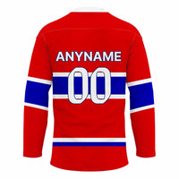 Red Hockey Jersey Team Personalized logo and text - Wonder Print Shop