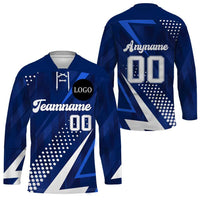 Custom Blue Hockey Jersey with Logo & Name – Lightning Bolt Design | Wonder Print Shop