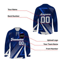 Custom Blue Hockey Jersey with Personalized Logo and Text Front and Back - Wonder Print Shop