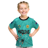 Personalised Aussie Matildas T shirt 2024 Sam Kerr World Cup Marble Patterns - Turquoise - Wonder Print Shop