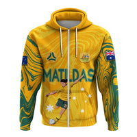 Personalised Aussie Matildas Hoodie 2024 Sam Kerr World Cup Marble Patterns - Wonder Print Shop