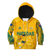 Personalised Aussie Matildas Kid Hoodie 2024 Sam Kerr World Cup Marble Patterns - Wonder Print Shop