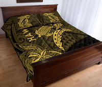 Hawaii Shark and Turtle Quilt Bed Set With Gold Kakau - Wonder Print Shop