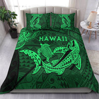 Hawaii Shark and Turtle Bedding Set With Green Kakau LT9 - Wonder Print Shop