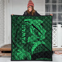 Hawaii Shark and Turtle Quilt With Green Kakau - Wonder Print Shop