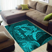 Hawaii Shark and Turtle Area Rug With Turquoise Kakau LT9 - Wonder Print Shop