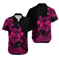 Polynesian Couple Outfits Plumeria Flowers Short Sleeve Body Long Dress and Hawaiian Shirt Polynesian Tribal Pink Vibe LT9 - Wonder Print Shop