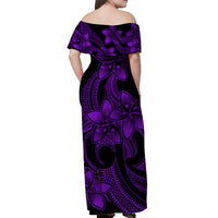 Polynesian Couple Outfits Plumeria Flowers Couples Long Dress and Hawaiian Shirt Polynesian Tribal Purple Vibe LT9 - Wonder Print Shop