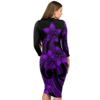 polynesian-pride-plumeria-flowers-long-sleeve-dress-polynesian-tribal-purple-vibe