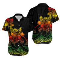 Polynesian Couple Outfits Plumeria Flowers Puletasi Dress and Hawaiian Shirt Polynesian Tribal Reggae Vibe LT9 - Wonder Print Shop