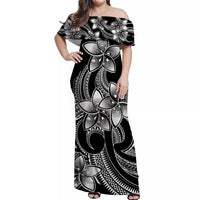 Polynesian Couple Outfits Plumeria Flowers Couples Long Dress and Hawaiian Shirt Polynesian Tribal White Vibe LT9 - Wonder Print Shop