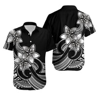 Polynesian Couple Outfits Plumeria Flowers Short Sleeve Body Long Dress and Hawaiian Shirt Polynesian Tribal White Vibe LT9 - Wonder Print Shop