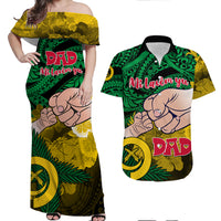 Vanuatu Matching Couple Outfit Dads Day Couples Long Dress and Hawaiian Shirt Dad Mi lavem yu - Polynesian Flowers Tribal LT9 LT9 - Wonder Print Shop