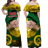 Vanuatu Matching Couple Outfit Dads Day Couples Long Dress and Hawaiian Shirt Dad Mi lavem yu - Polynesian Flowers Tribal LT9 LT9 - Wonder Print Shop