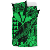 Hawaii Sea Turtle Bedding Set Polynesia Kakau with Kanaka Maoli Green LT9 - Wonder Print Shop