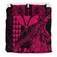 Hawaii Sea Turtle Bedding Set Polynesia Kakau with Kanaka Maoli Pink LT9 - Wonder Print Shop