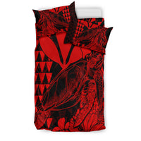 Hawaii Sea Turtle Bedding Set Polynesia Kakau with Kanaka Maoli Red LT9 - Wonder Print Shop