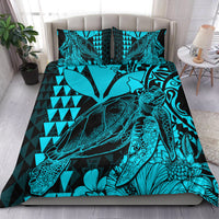 Hawaii Sea Turtle Bedding Set Polynesia Kakau with Kanaka Maoli Teal LT9 - Wonder Print Shop