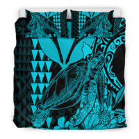 Hawaii Sea Turtle Bedding Set Polynesia Kakau with Kanaka Maoli Teal LT9 - Wonder Print Shop