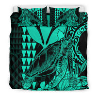 Hawaii Sea Turtle Bedding Set Polynesia Kakau with Kanaka Maoli Turquoise LT9 - Wonder Print Shop