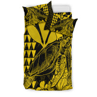 Hawaii Sea Turtle Bedding Set Polynesia Kakau with Kanaka Maoli Yellow LT9 - Wonder Print Shop