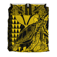 Hawaii Sea Turtle Bedding Set Polynesia Kakau with Kanaka Maoli Yellow LT9 - Wonder Print Shop