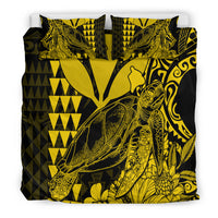 Hawaii Sea Turtle Bedding Set Polynesia Kakau with Kanaka Maoli Yellow LT9 - Wonder Print Shop