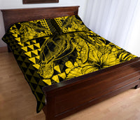 Hawaii Sea Turtle Quilt Bed Set Polynesia Kakau with Kanaka Maoli Yellow - Wonder Print Shop