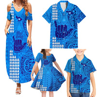 Strong Maui Family Matching Summer Maxi Dress and Hawaiian Shirt Good Living Hawaii with Shaka Sign Kakau Tribal Blue - Wonder Print Shop