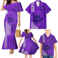 Strong Maui Family Matching Mermaid Dress and Hawaiian Shirt Good Living Hawaii with Shaka Sign Kakau Tribal Purple LT9 - Wonder Print Shop