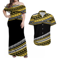 Polynesian Matching Outfits For Couples Combo Dress And Shirt Simple Gold No.2 LT6 - Wonder Print Shop