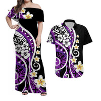 Plumeria Polynesian Matching Outfits For Couples Combo Dress And Shirt Trending Purple LT6 - Wonder Print Shop