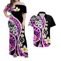 Plumeria Polynesian Matching Outfits For Couples Combo Dress And Shirt Trending Pink LT6 - Wonder Print Shop