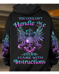 You Couldn't Handle Me Wing Skull Black Hoodie - Wonder Print Shop