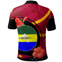 Papua New Guinea Polo Shirt Morobe Flag of PNG with Hibicus and Polynesian Culture Polo Shirt - Wonder Print Shop