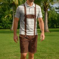 Lederhosen Costume Combo Polo Shirt and Men's Shorts Simple Style LT03