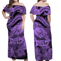 Matching Couple Outfit Polyneisian Pride Happy Father Day Combo Off Long Dress and Hawaiian Shirt I Love You Dad - Polynesian Tribal Purple LT9 - Wonder Print Shop