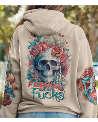 Skull Flowers Hoodie Fresh Out Of F Watercolor - Wonder Print Shop